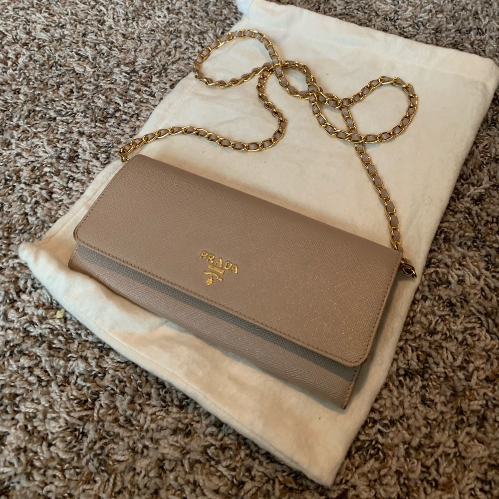 Prada Saffiano Wallet with crossbody strap